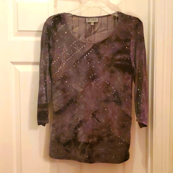 NWOT JM Collection Women's Small Beautiful Sequined Dark Gray/Black Top - Picture 1 of 3